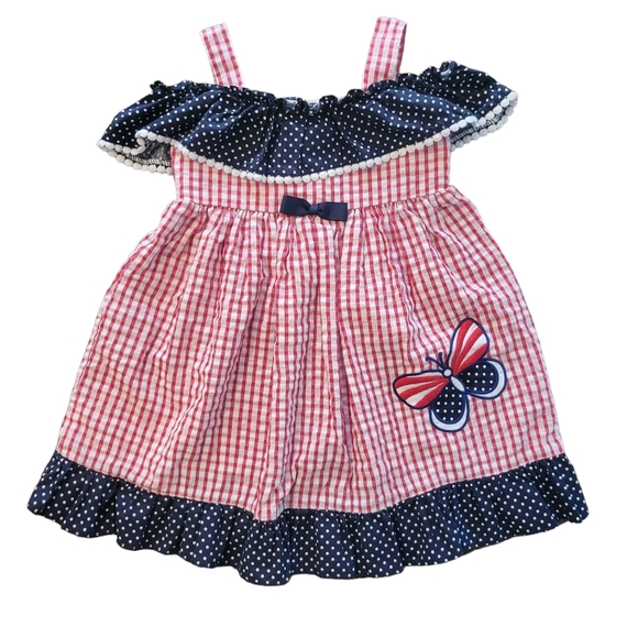 Blueberi Boulevard Other - Blueberi Boulevard Toddler Girl's Butterfly Dress, Size 2T, Red/White/Blue